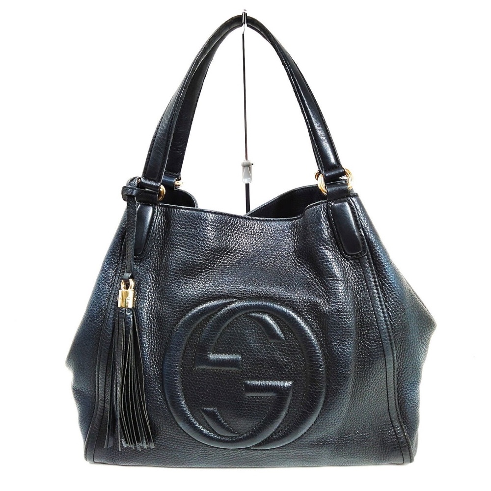 Gucci Black Leather Tote Bag
